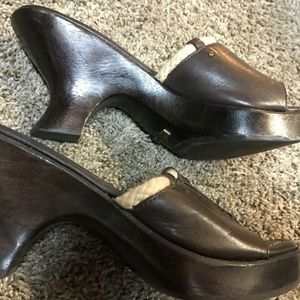 Joey Brown Leather Wooden heel Size 6.5